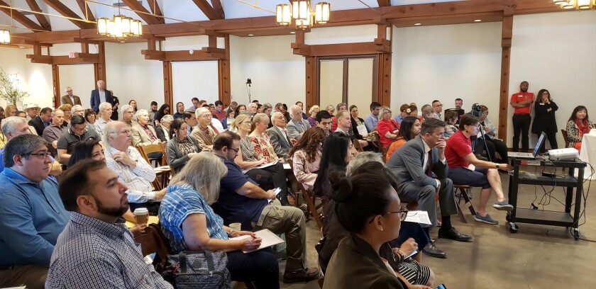 State Sen. Anthony Portantino (D-La Canada Flintridge) hosted a town hall meeting on Friday at Descanso Gardens to discuss a senate bill that, if approved by the state Legislature and then voters, would fund $5.5 billion in environmental projects through a bond measure that would help combat climate change.