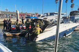 The Long Beach Fire Department working a boat fire in Alamitos Bay near the 200 block of Marina Dive. A 35’ pleasure craft was well involved with fire upon the arrival of fire department units. The fire occurred in close proximity to the fuel dock near Fire Station 21. Five patients were involved in the incident. There are two confirmed fatalities, and three other patients have sustained burn-related injuries and have been treated and transported to local area hospitals by paramedics.