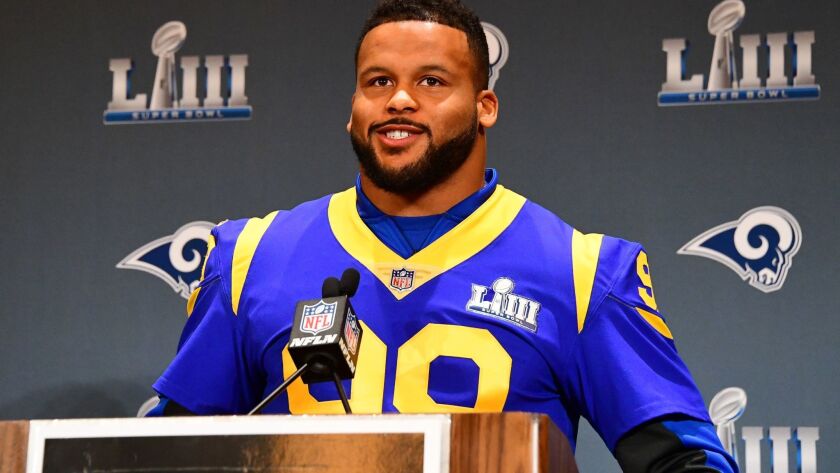 In five seasons, the Rams' Aaron Donald has 59.5 sacks and 97 tackles for a loss.