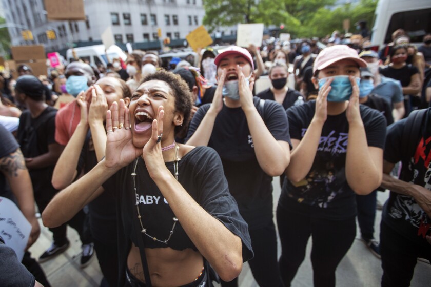 Protesters demonstrate against the death of George Floyd on May 29 in New York.