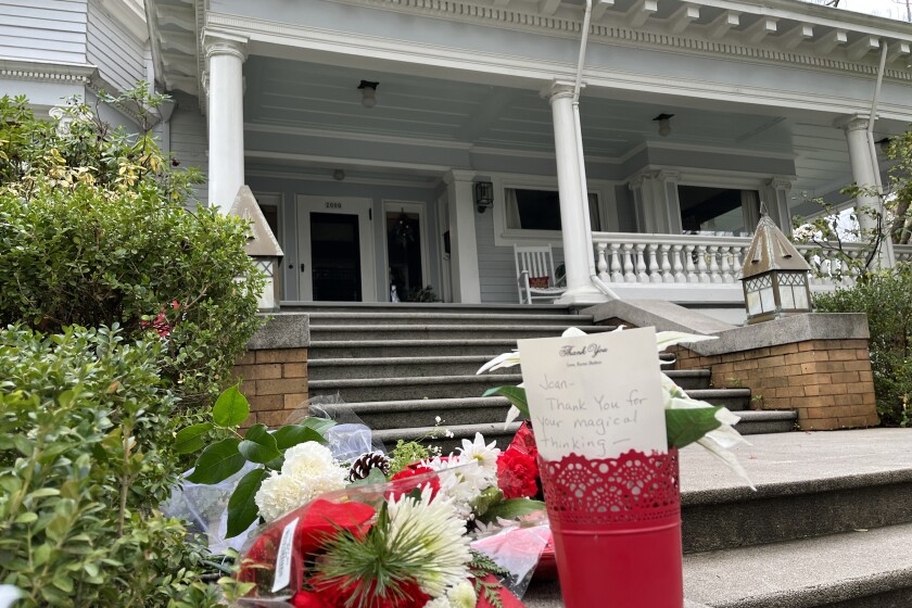 Well wishers left notes Thursdays outside of Joan Didion's former home in Sacramento.