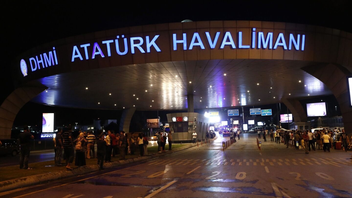 Passengers were moved outside and vehicle traffic blocked after a bomb attack at Ataturk Airport in Istanbul.