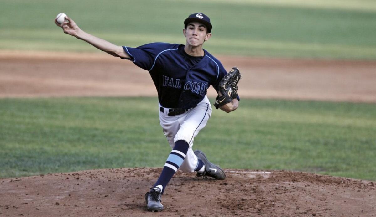 Crescenta Valley High pitcher Brian Gadsby threw all eight innings in a narrow, 1-0, loss to visiting Yucaipa in the first round of the CIF Southern Section Division II playoffs.