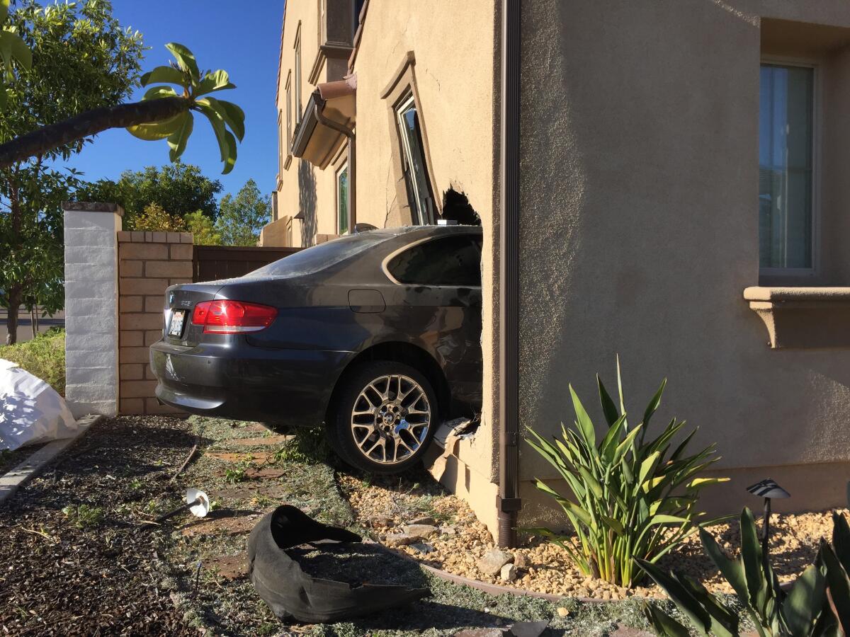 A car went into a Pacific Highlands Ranch home's garage on Aug. 16.
