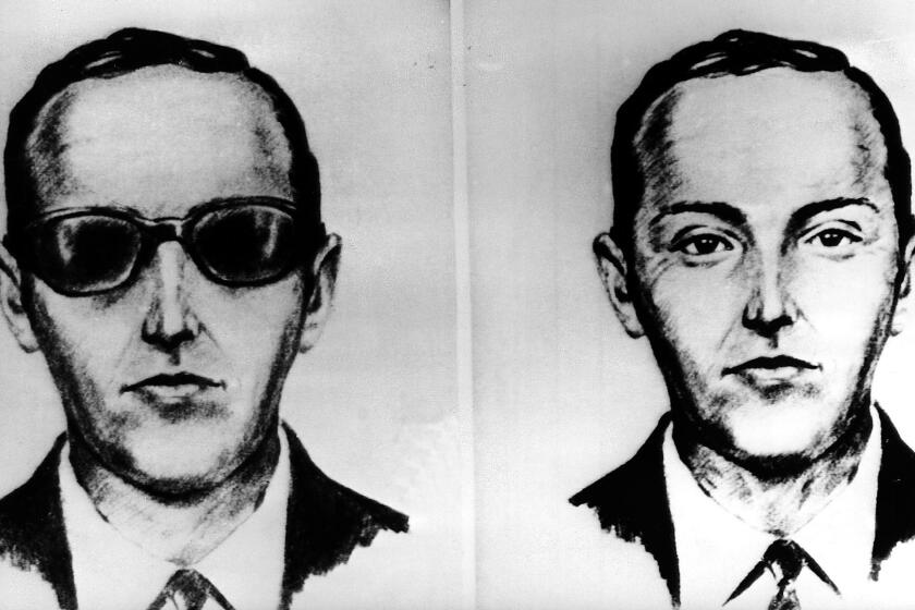 This undated artist's sketch shows the skyjacker known as D.B. Cooper from recollections of the passengers and crew of a Northwest Airlines jet he hijacked between Portland and Seattle on Thanksgiving eve in 1971.