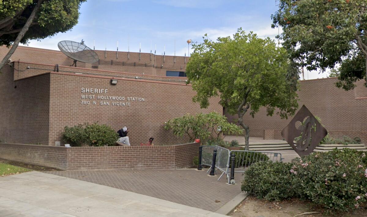 Exterior of the Los Angeles County sheriff's West Hollywood Station.