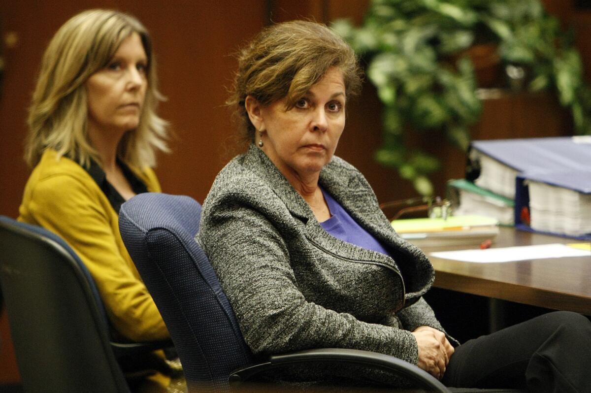 Angela Spaccia, the former assistant city manager of Bell, is shown at right last month in court.
