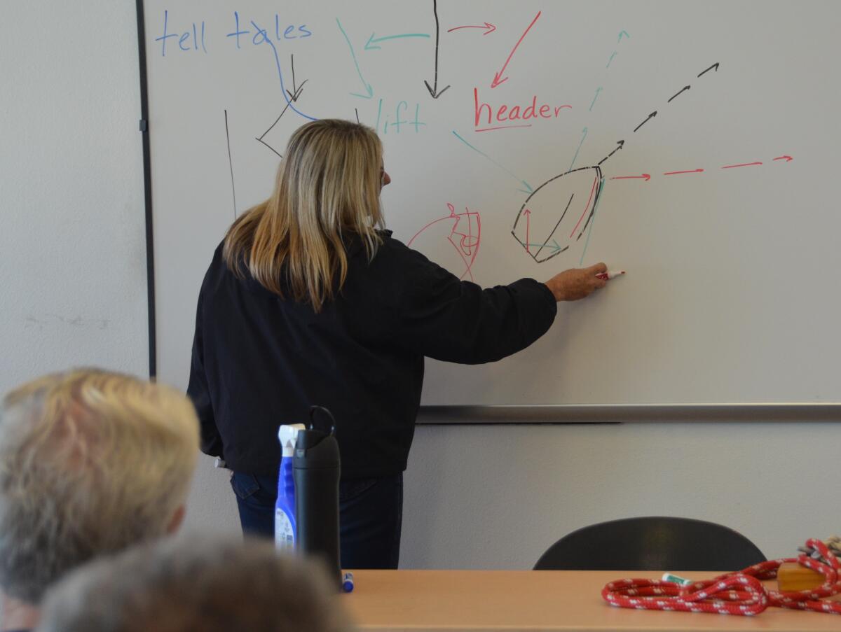 OCC sailing instructor Deb Robinson performs classroom instruction.