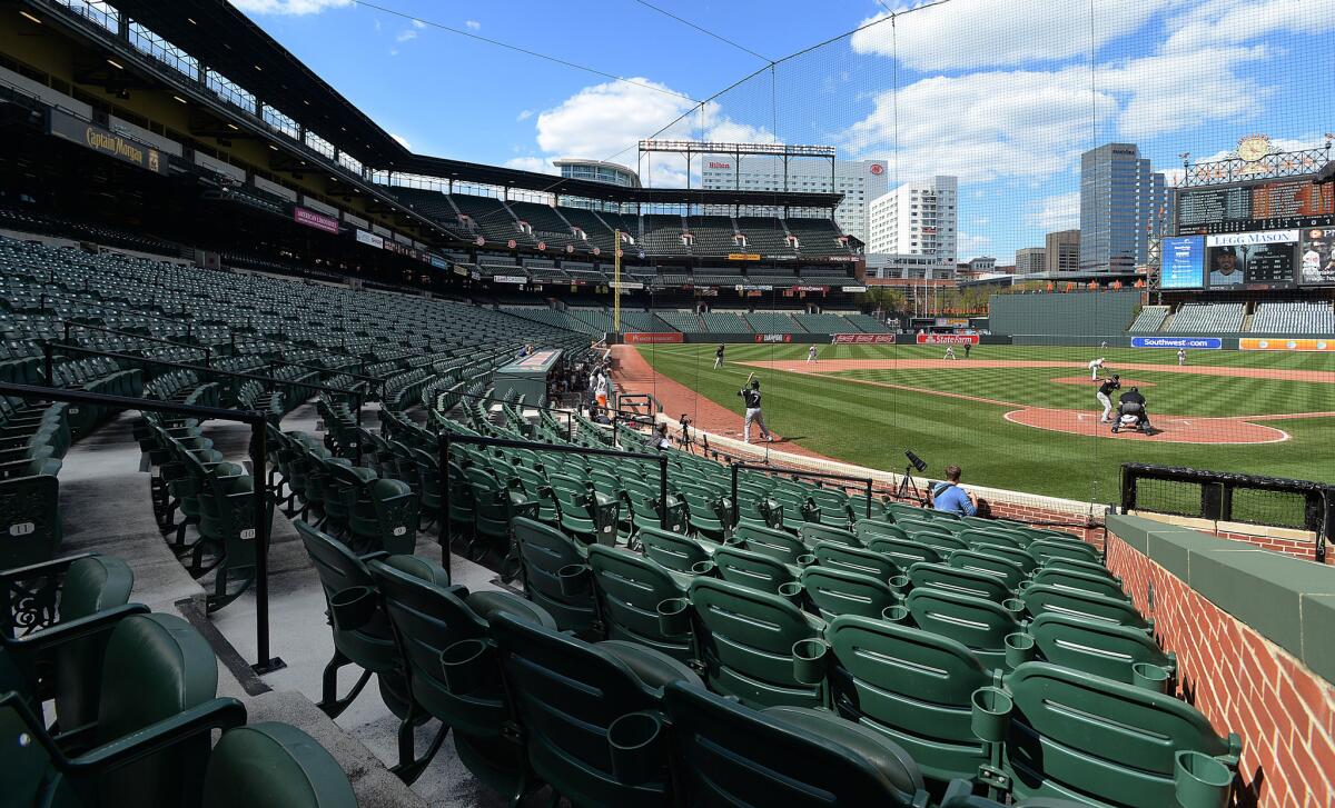 Orioles-White Sox game: Baltimore's urban stadium becomes no-fans' land -  Los Angeles Times