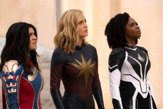 Iman Vellani, Brie Larson and Teyonah Parris in "The Marvels."