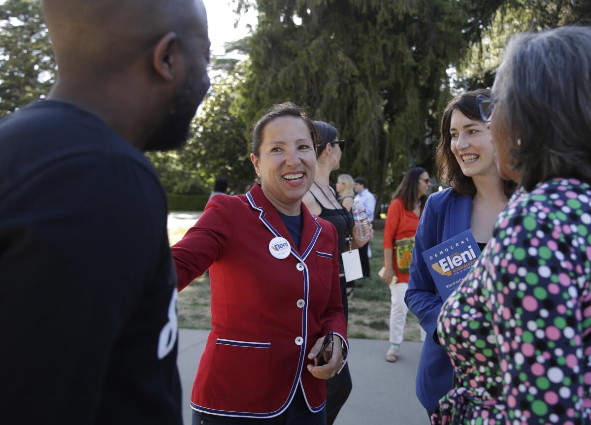 Eleni Kounalakis, the U.S. ambassador to Hungary under President Obama, secured the top spot in the lieutenant governor race on Tuesday.