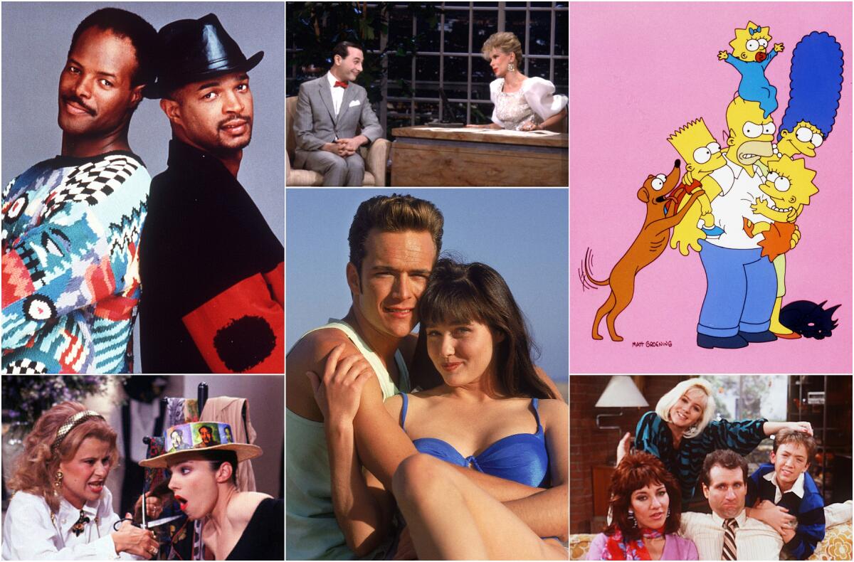 A collage of images from early Fox Broadcasting TV shows