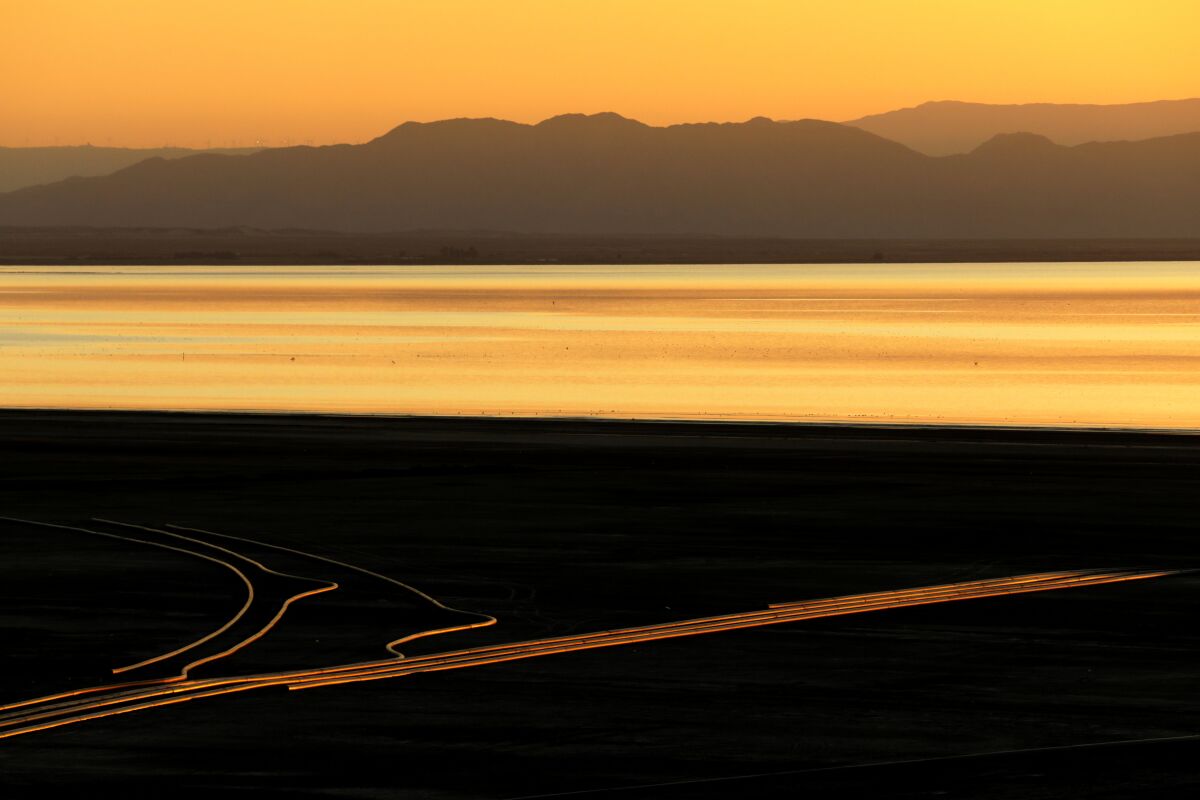 Sunset illuminates the Salton Sea