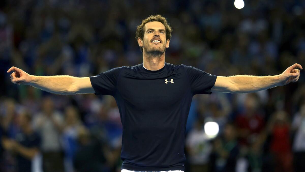 Andy Murray led Britain to a win over Australia in a Davis Cup semifinal by winning two singles matches and teaming with his brother to win a doubles match.