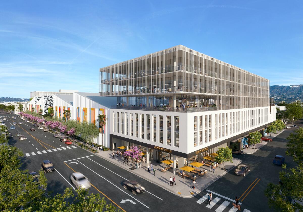 Rendering of proposed Echelon studio on Santa Monica Boulevard at St. Andrew's Place in Hollywood.