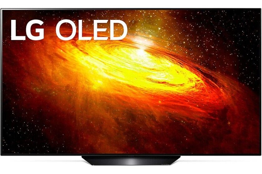 LG OLED TV with a depiction of a galaxy on screen