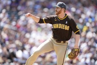 San Diego Padres relief pitcher Steven Wilson (48) in the fifth inning of a baseball game Sunday, June 19, 2022, in Denver. (AP Photo/David Zalubowski)