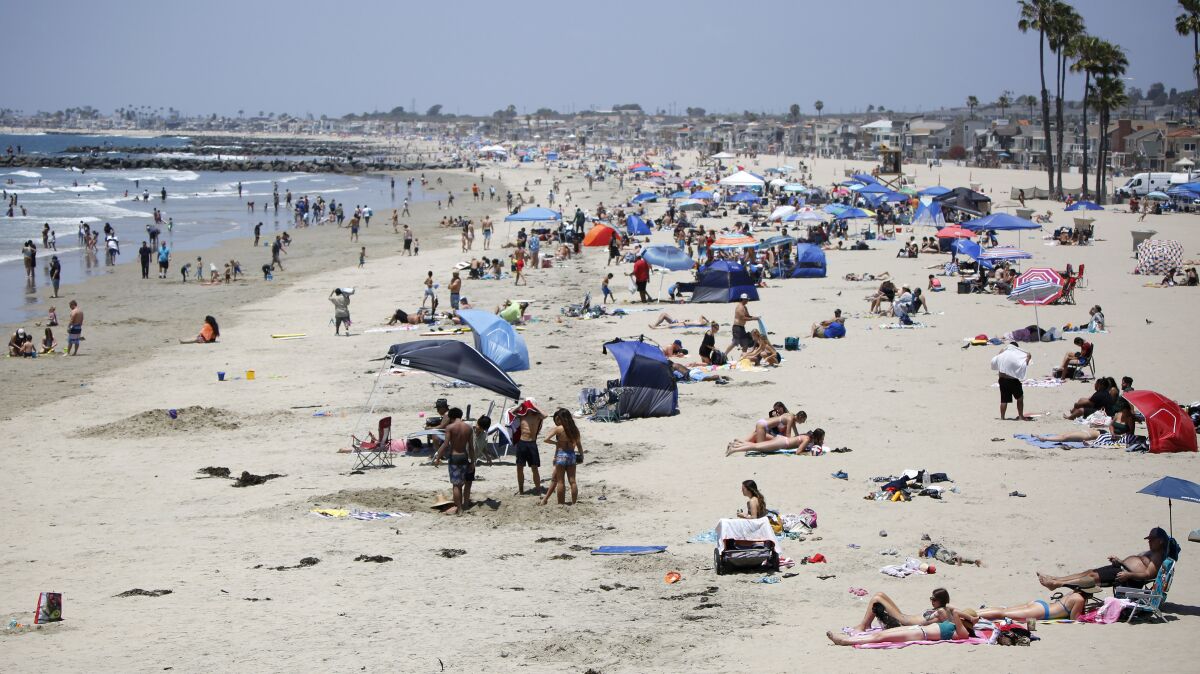 A beach on Memorial Day weekend in 2020.