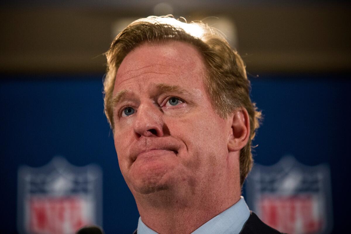 NFL Commissioner Roger Goodell during his press conference earlier this month in the wake of a string of high-profile incidents, including the domestic violence case of Ray Rice.
