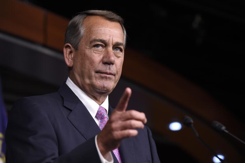 House Speaker John Boehner of Ohio speaks during a news conference on Capitol Hill in Washington, Wednesday, July 29, 2015. An effort by a conservative Republican to strip Boehner of his position as the top House leader is largely symbolic, but is a sign of discontent among the more conservative wing of the House GOP. On Tuesday, Rep. Mark Meadows of North Carolina, who was disciplined earlier this year by House leadership, filed a resolution to vacate the chair, an initial procedural step.(AP Photo/Susan Walsh)