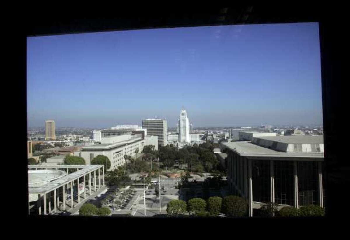 A view of the Music Center, performing arts hub of downtown Los Angeles. The latest "National Arts Index" report says the decline of the arts continued but was leveling out in 2011.