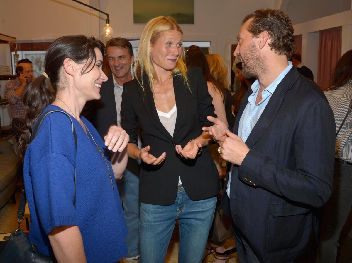 Designer Amy Kehoe, actress Gwyneth Paltrow and designer Todd Nickey attend a Goop event in Los Angeles.