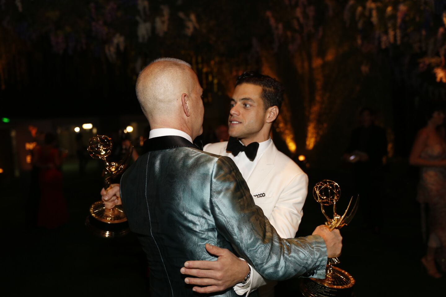 Ryan Murphy, left, and Rami Malek at the Governors Ball after the 68th Primetime Emmy Awards.