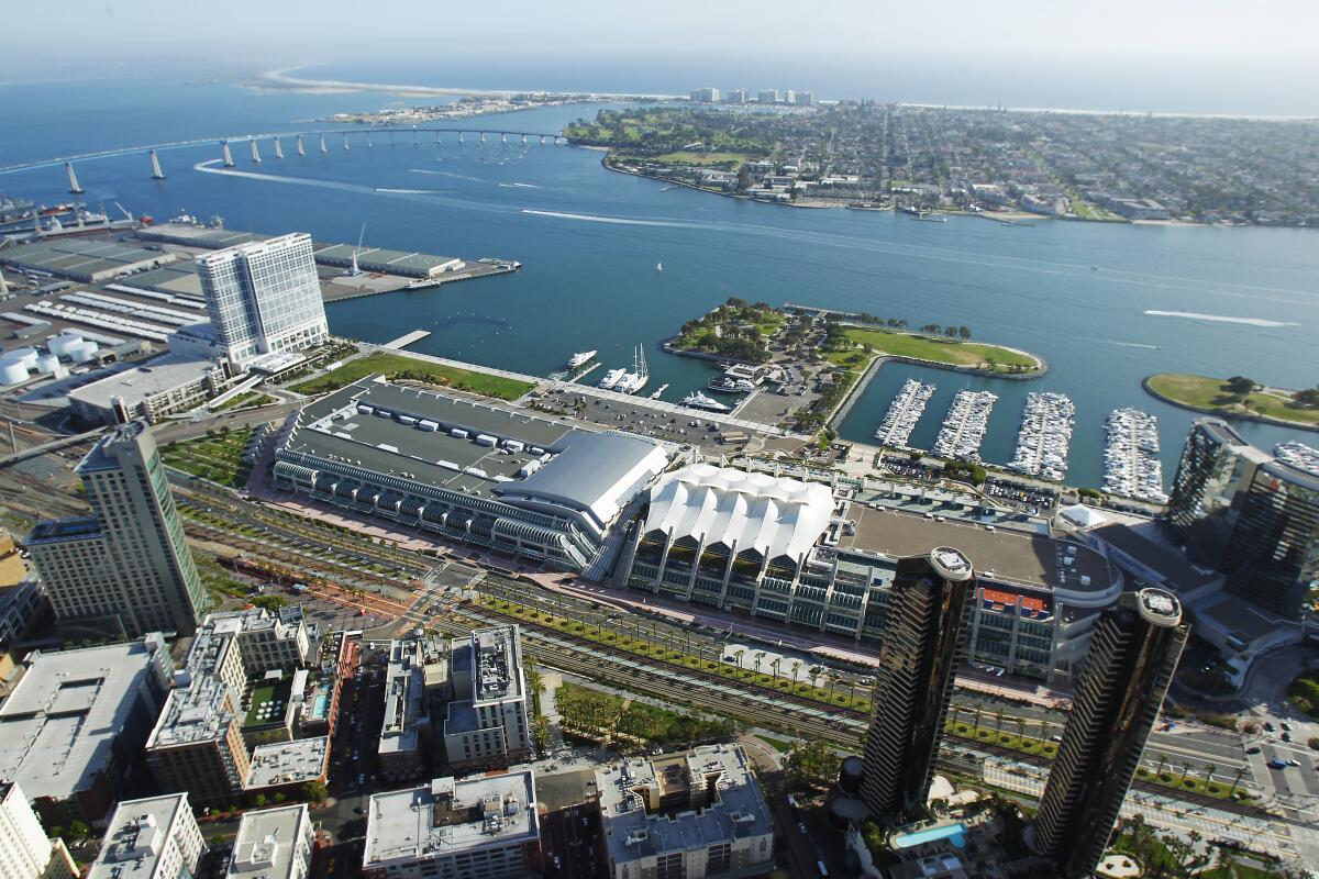 Aerial of San Diego Convention Center.
