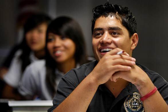Afghan teen Mohammad Malek in health class at Loma Linda Academy.