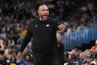 Los Angeles Lakers head coach Darvin Ham reacts during the second half in Game 2.