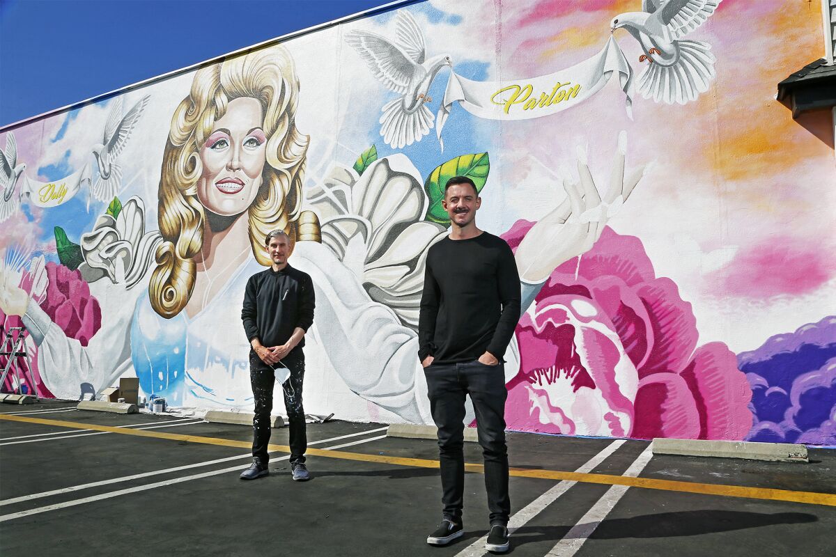 Luke Nero and Long Beach-based artist David Gilmore at Strut Bar & Club in Costa Mesa.