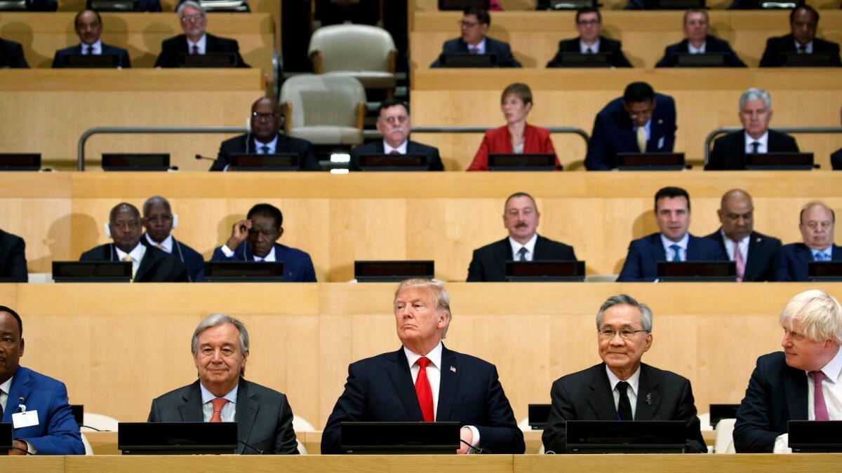 President Trump chairs a meeting on reforming United Nations operations and agencies during the U.N. General Assembly on Monday, Sept. 18, 2017.