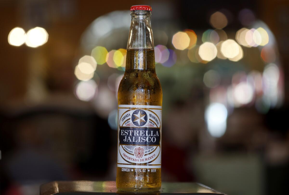 Anheuser-Busch's Mexican import, Estrella Jalisco, is on the menu at Birrieria Chalio in East Los Angeles.