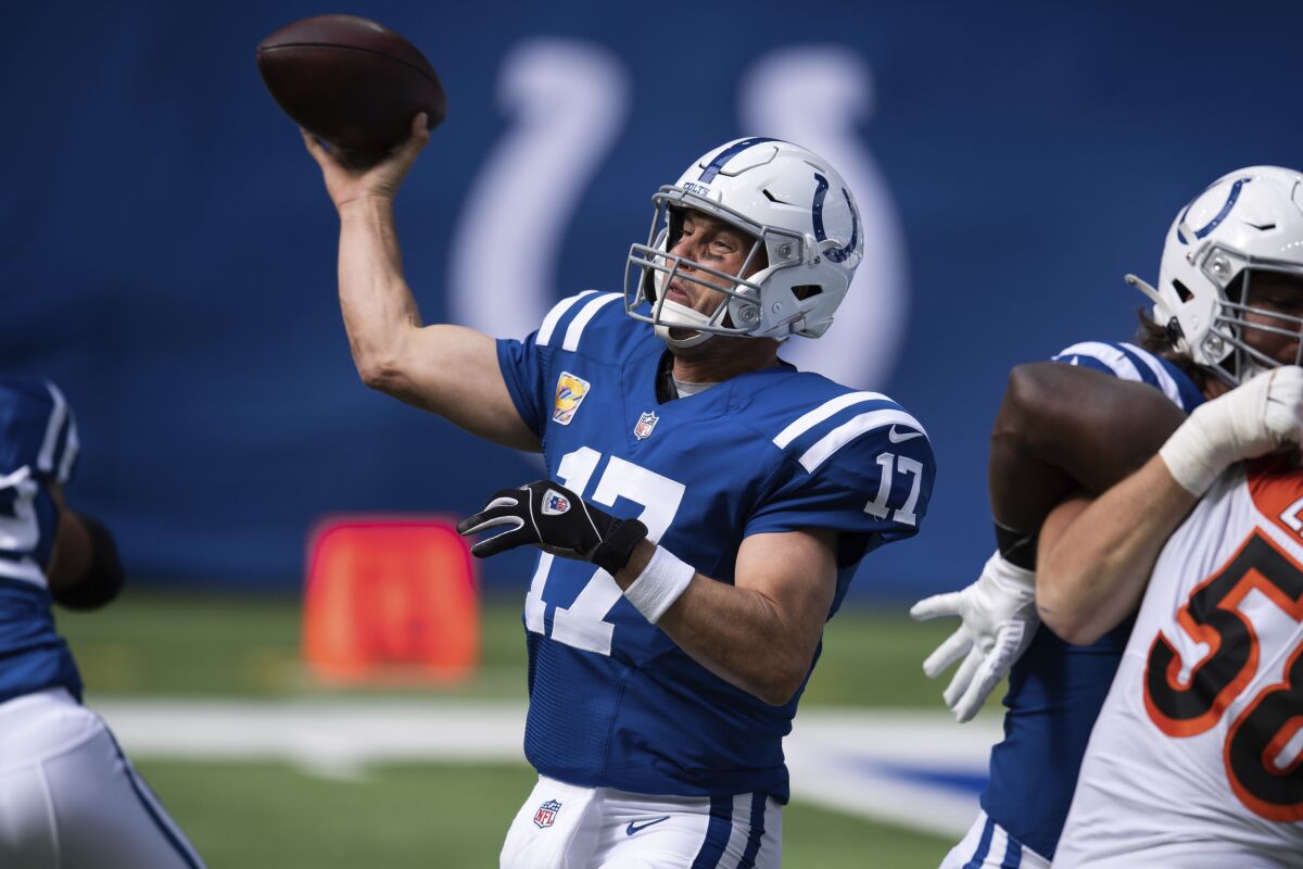 Indianapolis Colts quarterback Philip Rivers against the Cincinnati Bengals on Sunday.