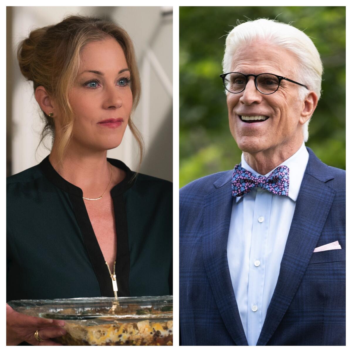 Christina Applegate in “Dead to Me” and Ted Danson in “The Good Place.”