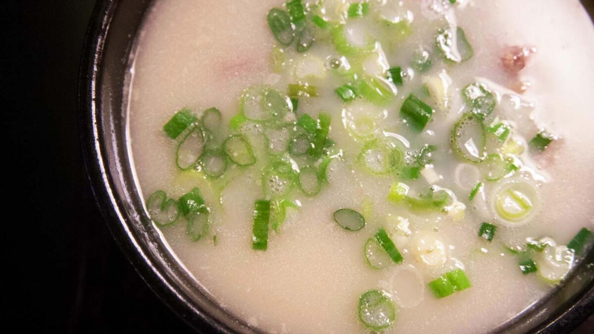 The seolleongtang "hangover" soup from Jin Mi Oak.