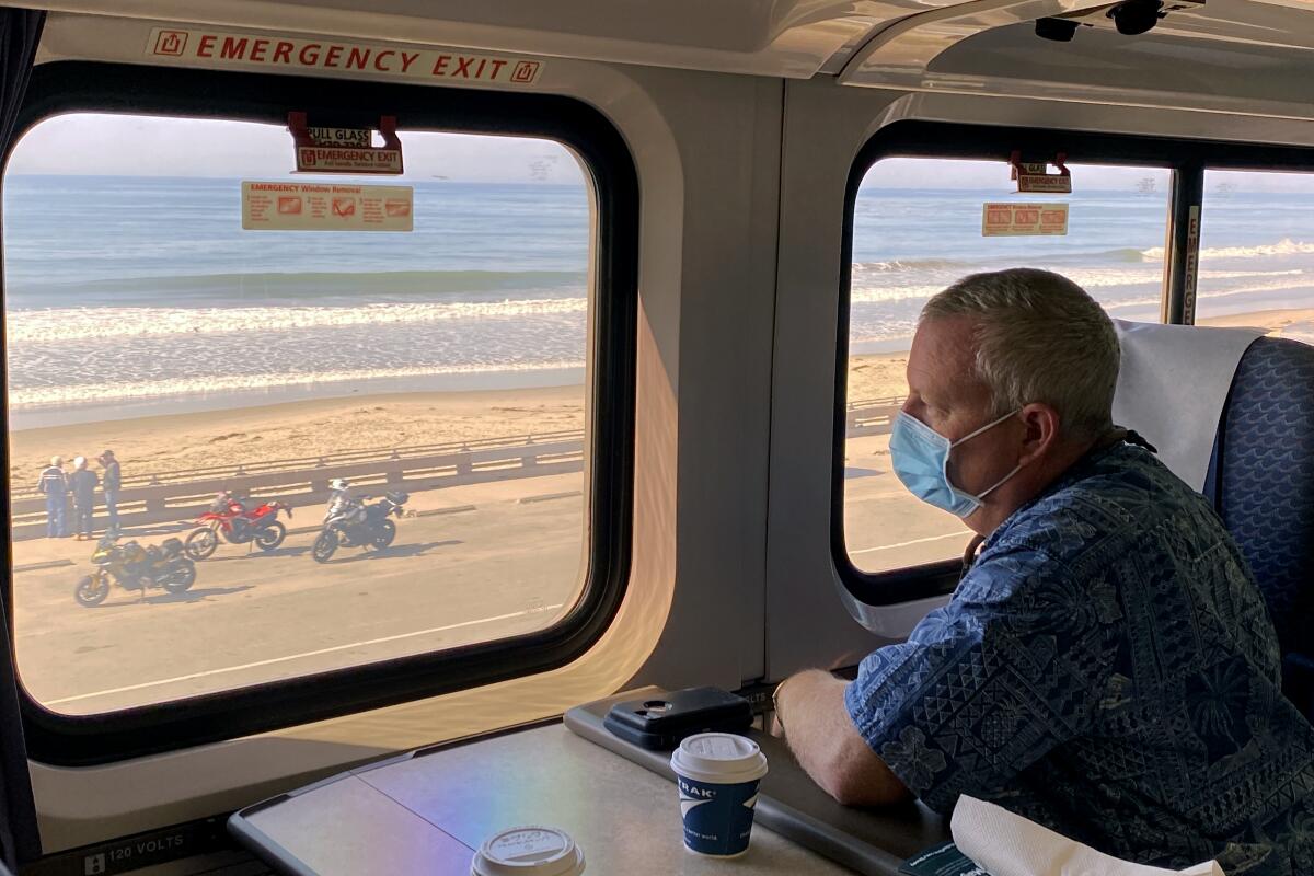 The view from a business-class seat aboard the Pacific Surfliner.