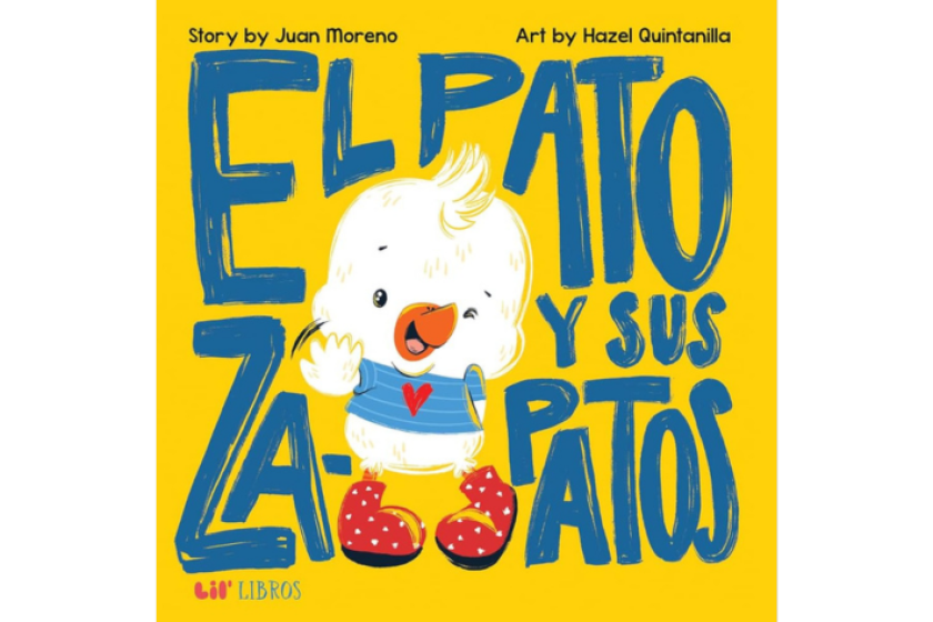 The cover of "El pato y sus zapatos" shows a cartoon duck smiling and waving.