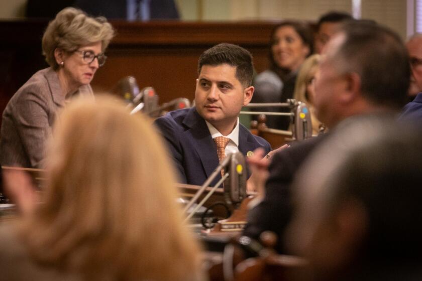 Sacramento, CA - March 20: California Assemblymember Bill Essayli along with fellow lawmakers honor women in California making an impact during Women's History Month on Monday, March 20, 2023 in Sacramento, CA. (Jason Armond / Los Angeles Times)