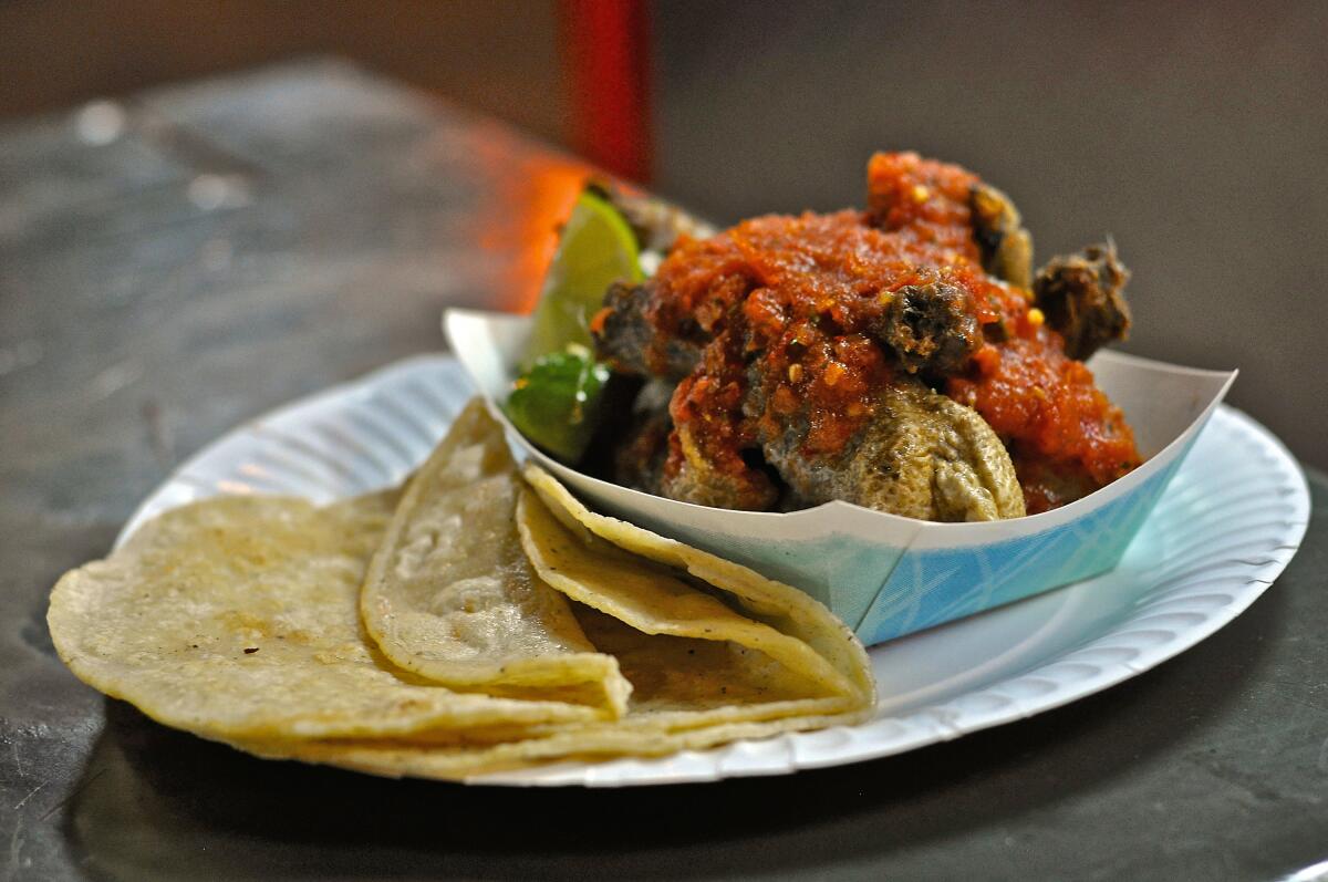 Chicken neck tacos from Santa Rita Taco Truck.