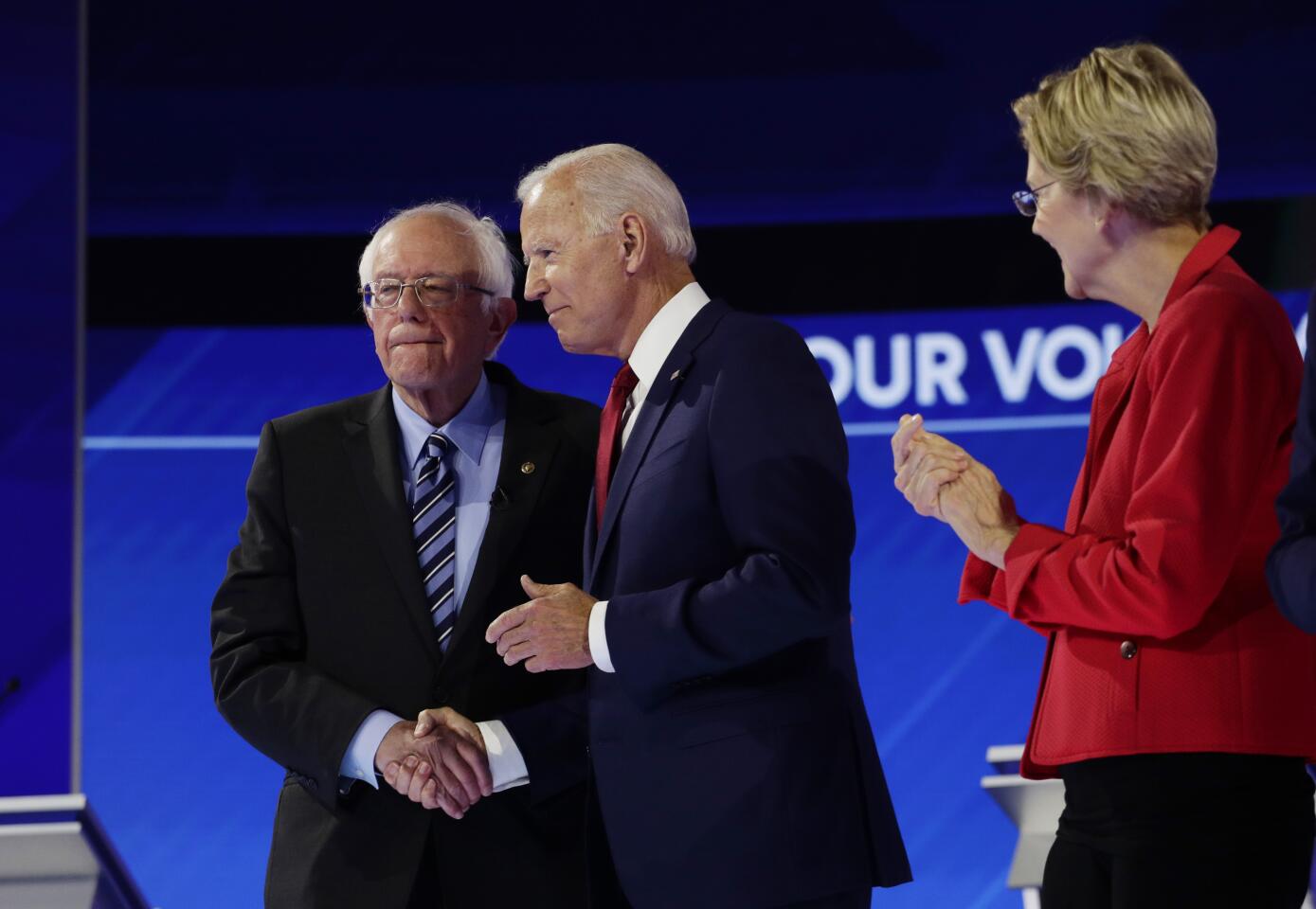 Bernie Sanders, Joe Biden and Elizabeth Warren.
