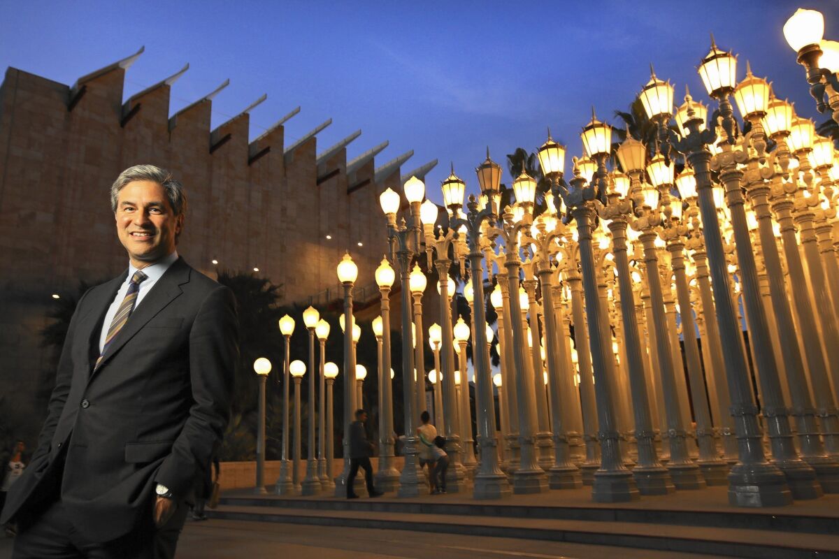 LACMA Director Michael Govan, shown next to Chris Burden's work "Urban Lights," calls the museum's collections "very good" and says it's getting only better.