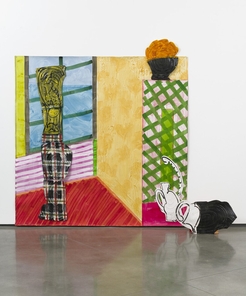 “Bedroom With Lattice” by Betty Woodman, 2009. Glazed earthenware, paint and canvas, 92 by 85.5 by 15 inches.