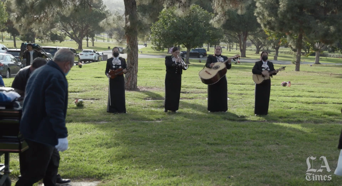 Mariachi Linda Mexicanas perform at a funeral. 