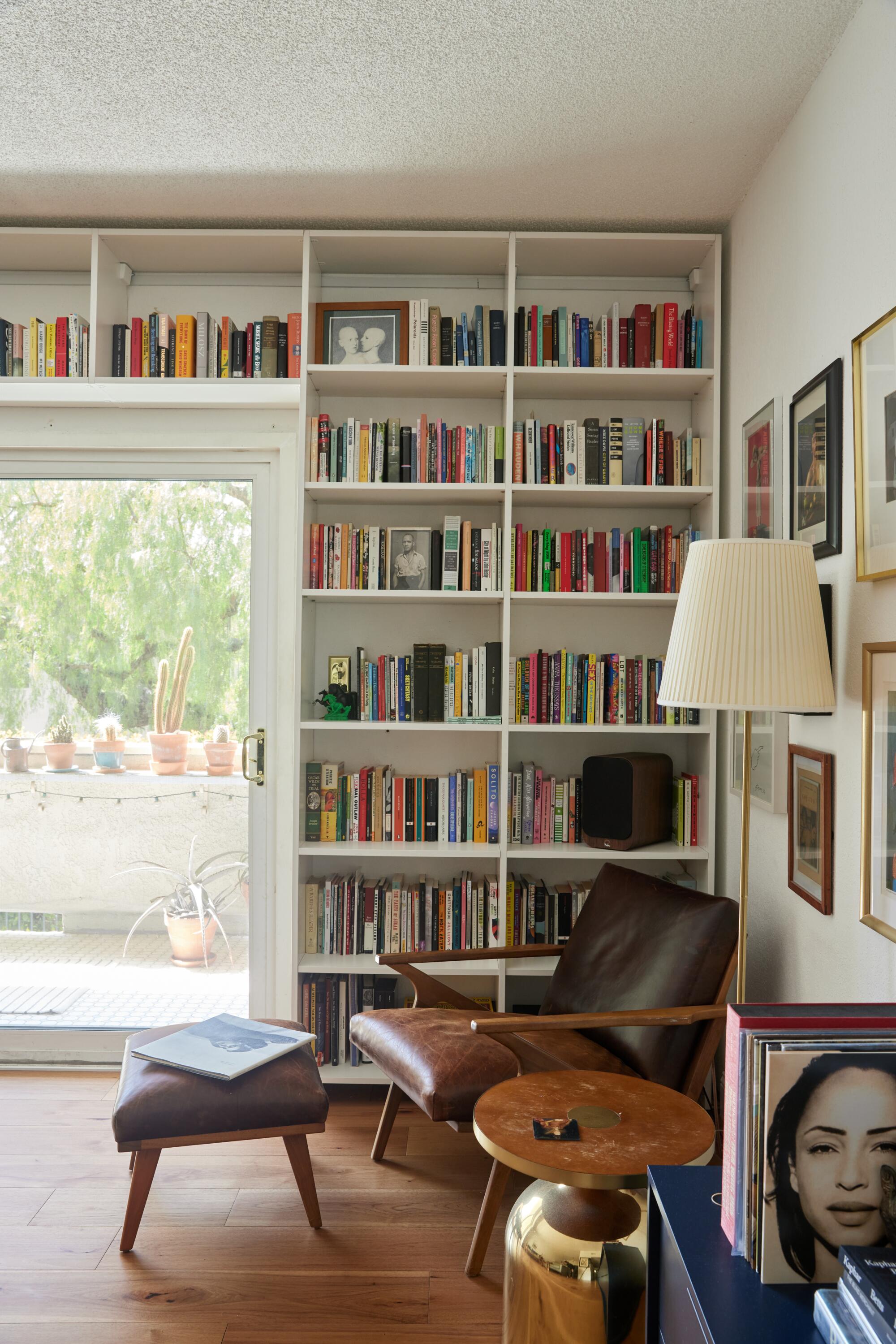 Author Justin Torres' bookshelf at his home in Los Angeles.