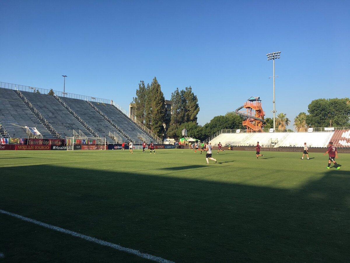 Senate and Assembly members play in the Capitol Cup on Wednesday in Sacramento.