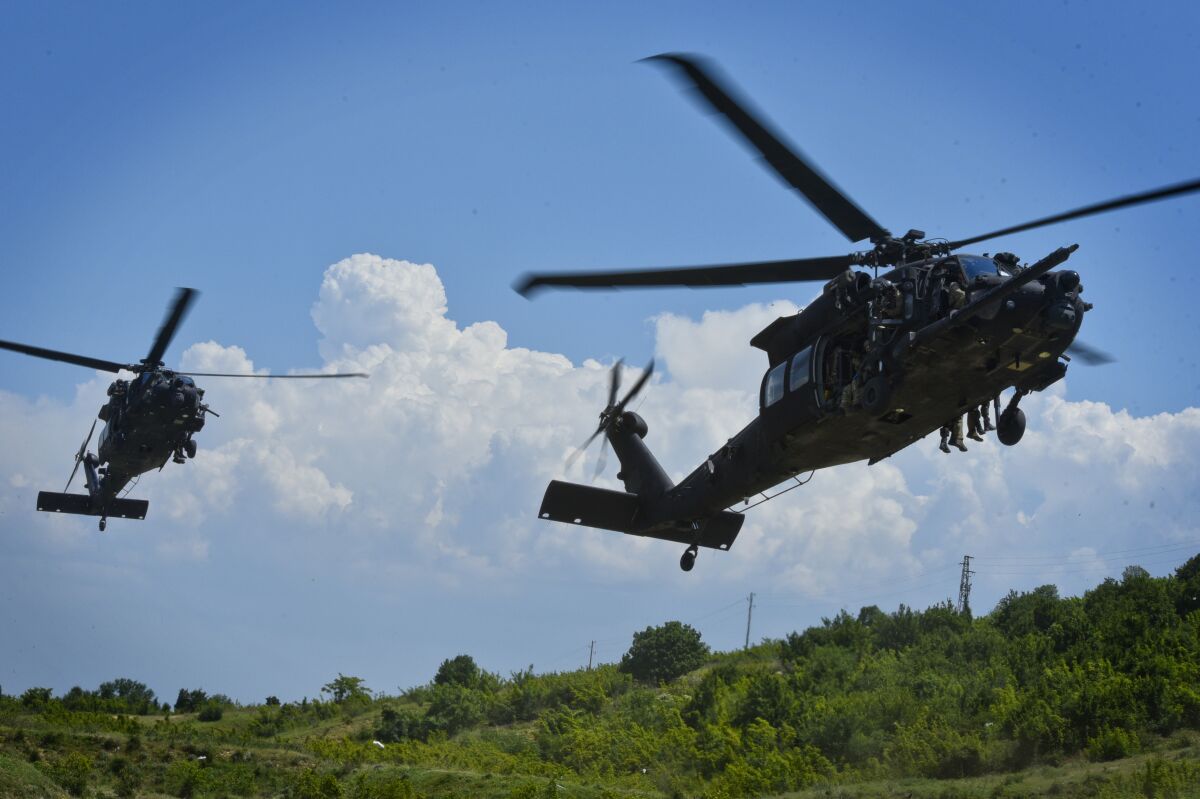 U.S. Army MH-60M Black Hawk helicopters flown by members of the 160th Special Operations Aviation Regiment in 2019.