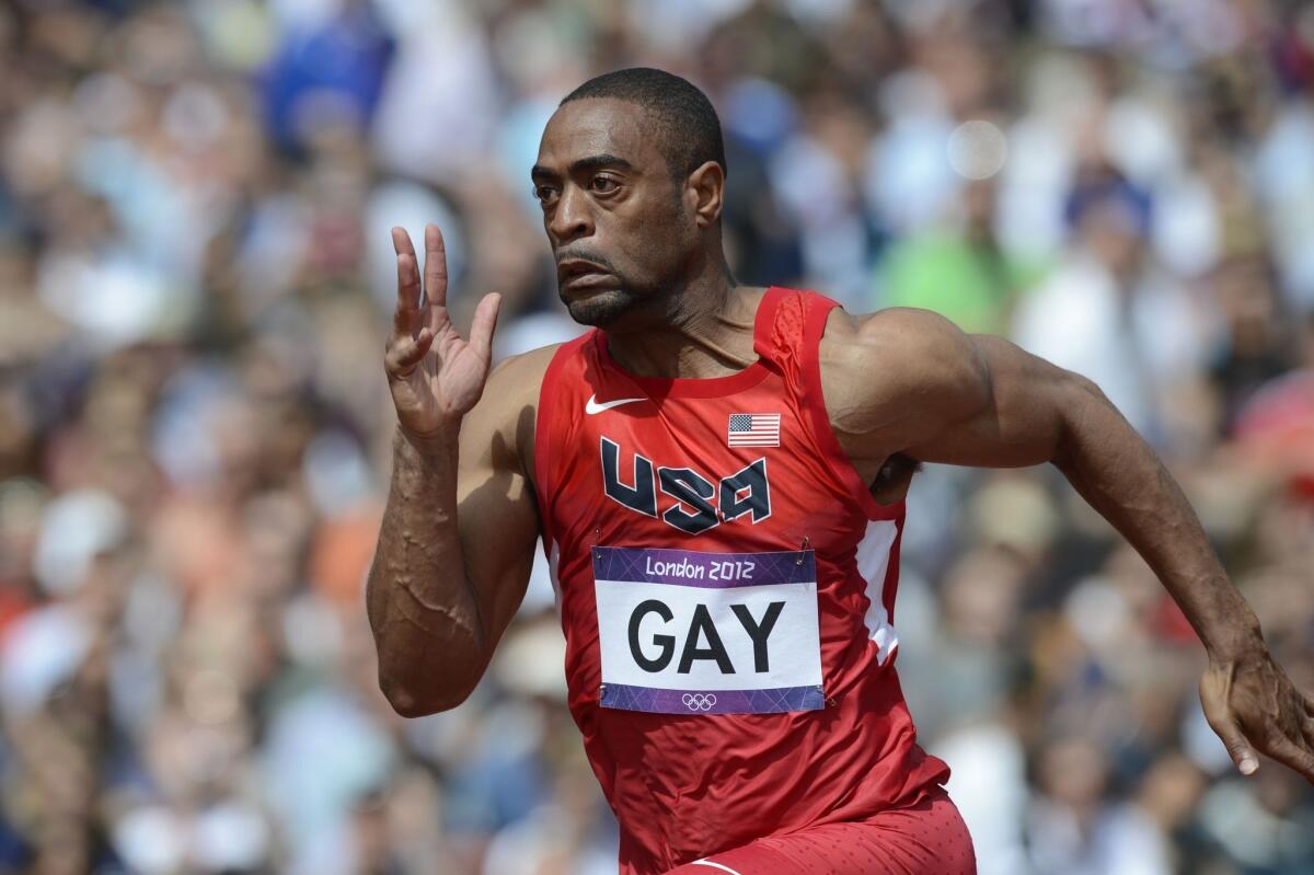 Tyson Gay competes at the 2012 Olympic Games in London.