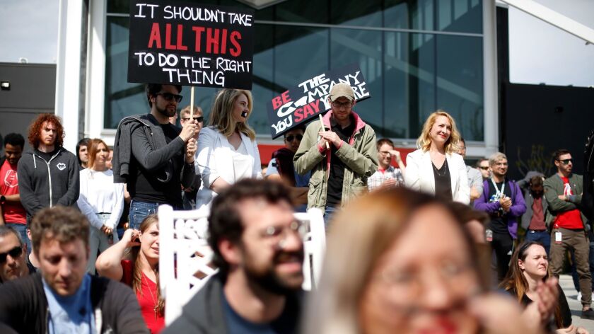 Riot Games workers walk out to protest forced arbitration of sex discrimination suits - Los Angeles Times