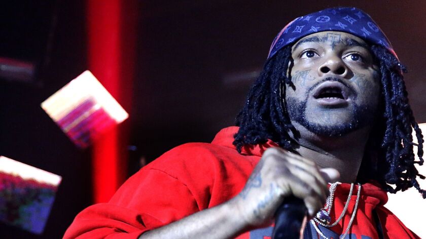 L.A. rapper 03 Greedo is shown at the Globe Theater this year.